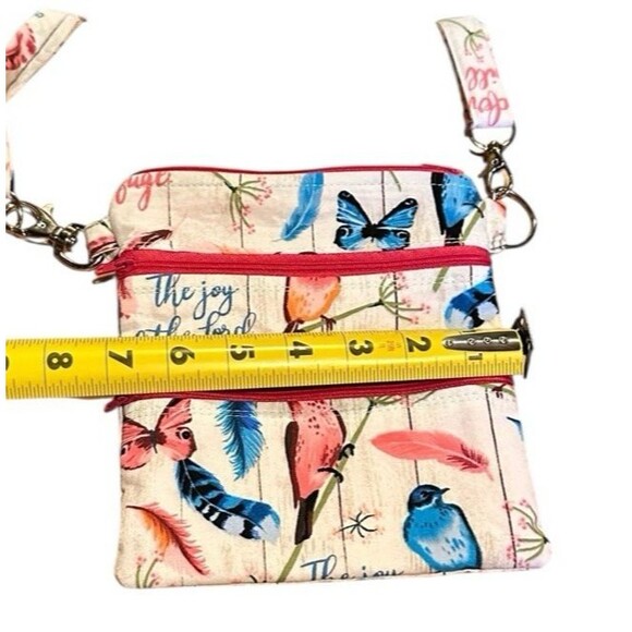 Crossbody bag purse butterflies birds feathers adjustable removable strap - Picture 11 of 15